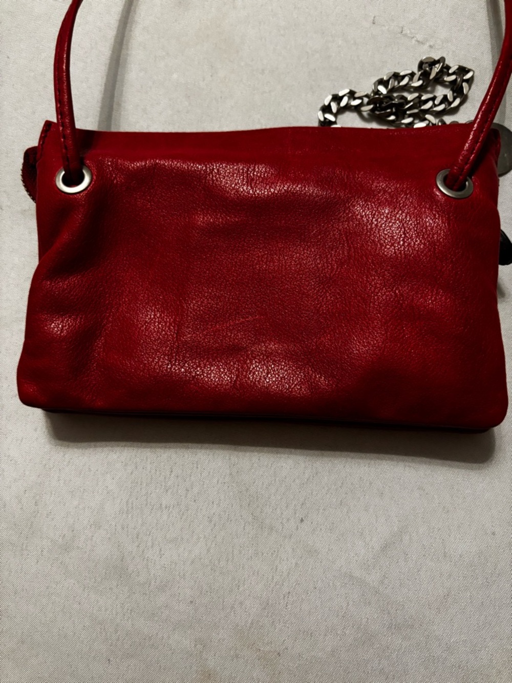 Rabeanco Red Pebbled Leather  Crossbody  bag